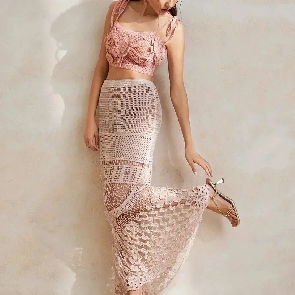 Baby Pink Casual Women's Solid Color Knotted Design Knit Sleeveless Cami Top - Picture 3 of 7